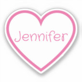 Schattige Roze Handgeschreven Lettertype Naam Hart Sticker (Voorkant)