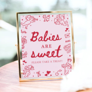 Schattige Roze Handgetekende Baby's Zijn Lief, Nee Poster