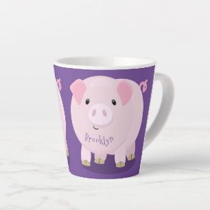 Schattige roze hangbuikzwijn cartoon illustratie latte mok