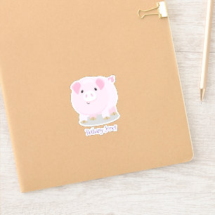 Schattige roze hangbuikzwijn cartoonillustratie sticker