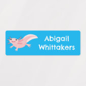 Schattige roze Happy Axolotl gepersonaliseerd Labels (Design 2)