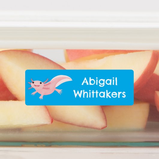 Schattige roze Happy Axolotl gepersonaliseerd Labels (Aangebracht)