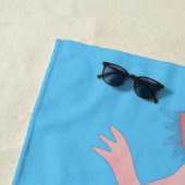 Schattige roze Happy Axolotl gepersonaliseerd Strandlaken (In situ)