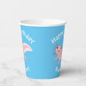 Schattige roze happy axolotl gepersonaliseerde ver papieren bekers (Links)
