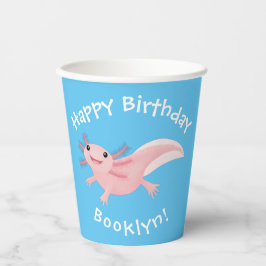 Schattige roze happy axolotl gepersonaliseerde ver papieren bekers