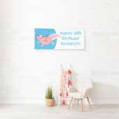 Schattige roze happy axolotl gepersonaliseerde ver spandoek (Insitu)