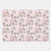 Schattige Roze Happy Birthday Pattern Inpakpapier Vel (Voorkant)