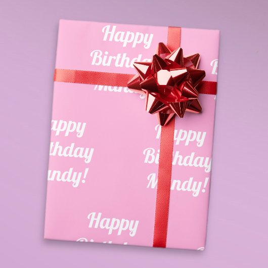 Schattige roze  Happy Birthday Text Cadeaupapier