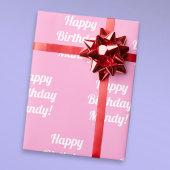 Schattige roze  Happy Birthday Text Cadeaupapier