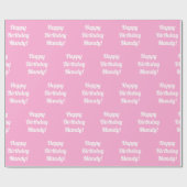 Schattige roze  Happy Birthday Text Cadeaupapier (Vlak)