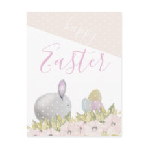 Schattige Roze Happy Bunny Waterverf