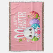 Schattige, roze Happy Easter bunny Deken (Voorkant Verticaal)