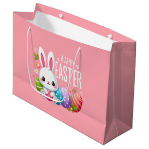 Schattige, roze Happy Easter bunny Groot Cadeauzakje