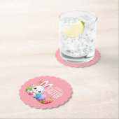Schattige, roze Happy Easter bunny Kartonnen Onderzetters (Insitu)