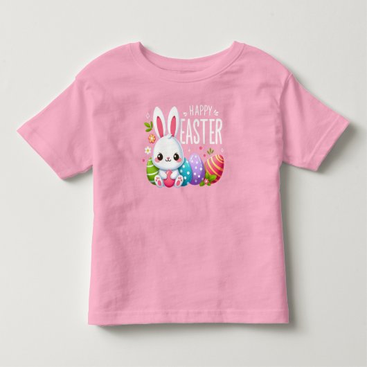 Schattige, roze Happy Easter bunny Kinder Shirts (Voorkant)