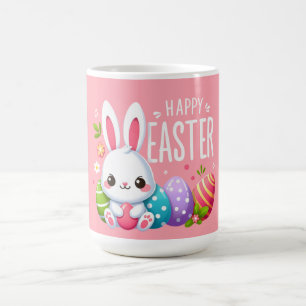 Schattige, roze Happy Easter bunny Mok