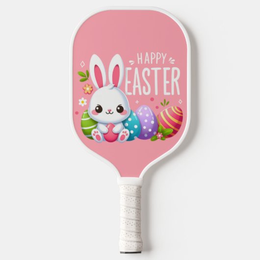 Schattige, roze Happy Easter bunny Pickleball Paddle (Voorkant)