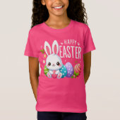 Schattige, roze Happy Easter bunny T-shirt (Voorkant)