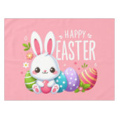 Schattige, roze Happy Easter bunny Tafelkleed (Voorkant (Horizontaal))