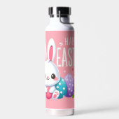 Schattige, roze Happy Easter bunny Waterfles (Links)