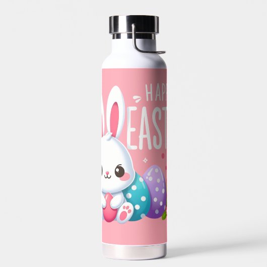 Schattige, roze Happy Easter bunny Waterfles (Links)