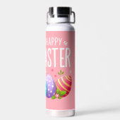 Schattige, roze Happy Easter bunny Waterfles (Achterkant)