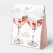 Schattige Roze Happy Galentine's Day Aardbeien BFF Bedankdoosjes (Voorkant Zijde)