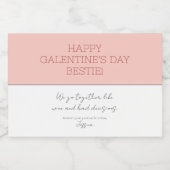 Schattige roze Happy Galentine's Day Partner in Cr Sparkling Wijnetiket (Enkel label)
