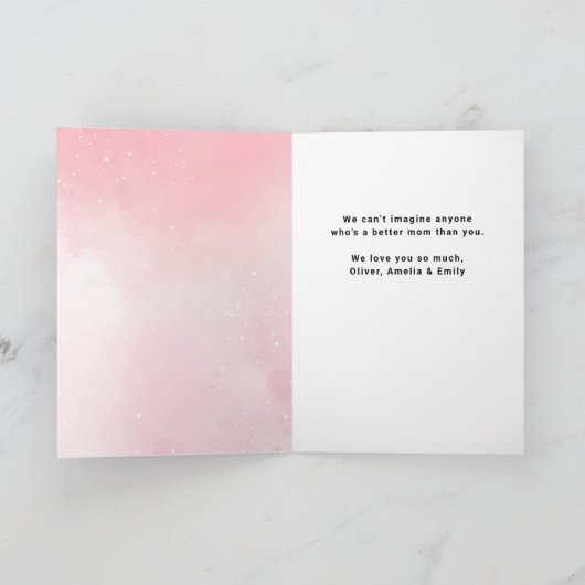 Schattige roze Happy Mother's Day 3 Foto Kaart (Binnen)