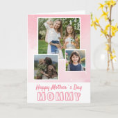 Schattige roze Happy Mother's Day 3 Foto Kaart (Gele Bloem)