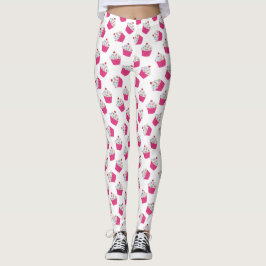Schattige Roze Hart Cupcake Patroon Leggings
