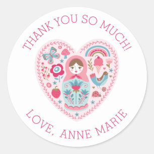 Schattige Roze Hart Dank U Sticker
