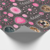 Schattige Roze Hart en Bloem Hond Mama Fotocollage Cadeaupapier (Hoek)