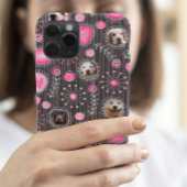 Schattige Roze Hart en Bloem Hond Mama Fotocollage Case-Mate iPhone Case