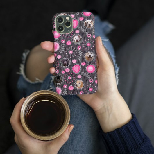 Schattige Roze Hart en Bloem Hond Mama Fotocollage Case-Mate iPhone Case
