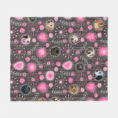Schattige Roze Hart en Bloem Hond Mama Fotocollage Fleece Deken (Voorkant (Horizontaal))