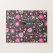 Schattige Roze Hart en Bloem Hond Mama Fotocollage Legpuzzel (Horizontaal)