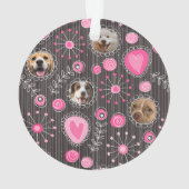Schattige Roze Hart en Bloem Hond Mama Fotocollage Ornament (achterkant)