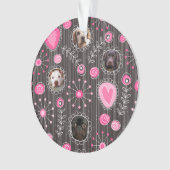 Schattige Roze Hart en Bloem Hond Mama Fotocollage Ornament (voorkant)