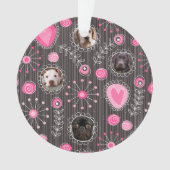 Schattige Roze Hart en Bloem Hond Mama Fotocollage Ornament (voorkant)