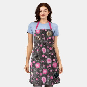 Schattige Roze Hart en Bloem Hond Mama Fotocollage Schort