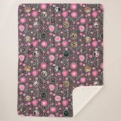 Schattige Roze Hart en Bloem Hond Mama Fotocollage Sherpa Deken (Voorkant)