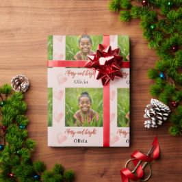 Schattige Roze Hart Handgeschilderd Vakantie Cadeaupapier