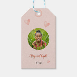 Schattige Roze Hart Handgeschilderde Vakantie Cadeaulabel