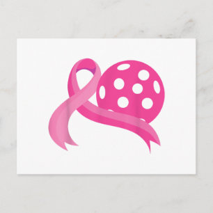 Schattige Roze Hart Lint Pickleball Borstkanker Be Feestdagenkaart