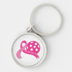 Schattige Roze Hart Lint Pickleball Borstkanker Be Sleutelhanger