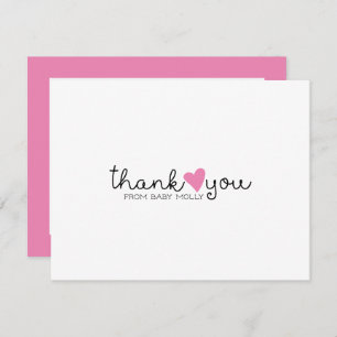 Schattige roze hart meisje Baby shower dank u Bedankkaart