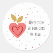 Schattige roze hart Motivatie citaat Kerst Ronde Sticker (Voorkant)
