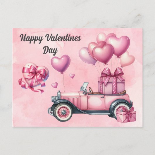 Schattige Roze Hart Valentijnse  Briefkaart (Voorkant)