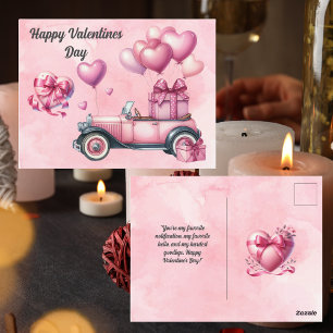Schattige Roze Hart Valentijnse Briefkaart